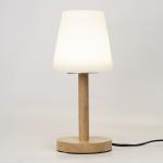 Natural Wood Table Lamp with White Diffused Shade