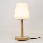 Natural Wood Table Lamp with White Diffused Shade
