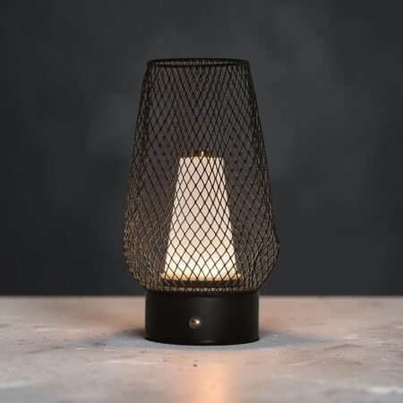 Black Mesh Lantern Table Lamp